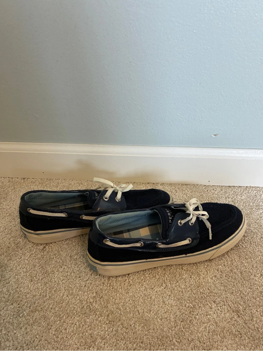 Sperry Top Sider Navy and Cream Lace Boat Shoes size 5.5